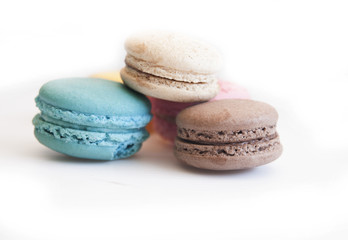 Colorful macaron on white background