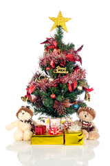 Teddy bear with Christmas trees