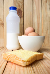 breakfast on wood plate