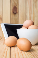 egg on wood background