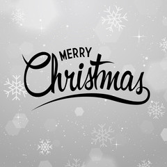 Christmas Background with Calligraphy. Vector Silver Greeting Card