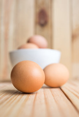 egg on wood background