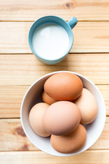 breakfast on wood plate