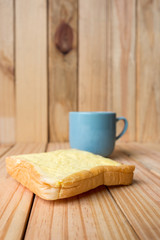 breakfast on wood plate