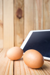 egg on wood background