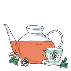 tea ceremony with cup and teapot