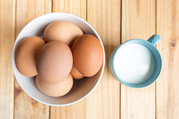 breakfast on wood plate
