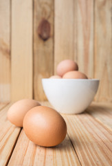 egg on wood background