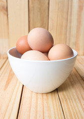 egg on wood background