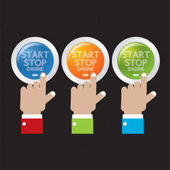 Hand Push Start-Stop Engine Button Set.