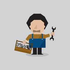 Worker Man With Toolbox.