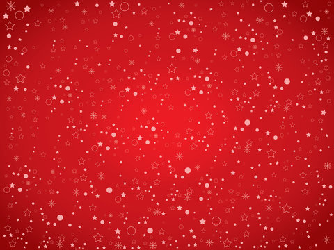 Merry Christmas and Happy New Year on snow background. With pink snow and star on red background.