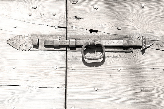 europe old in italy antique close brown door and rusty lock c