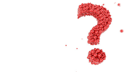 Red question mark made of glossy spheres on white background