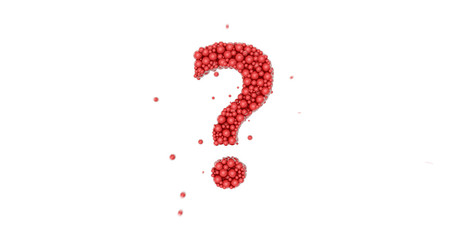 Red question mark made of glossy spheres on white background