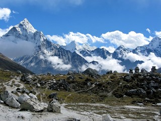 the highland pass and  paths in the Nepalese Himalayas