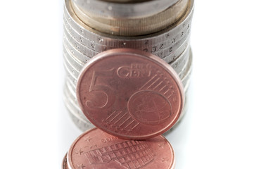 first floor, a bit 'of euro coins representing the concept of business