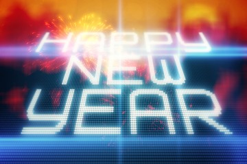 Composite image of happy new year on tech background