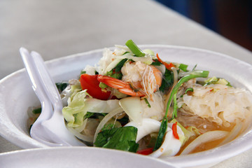 Vermicelli salad / Vermicelli salad with shrimp, Thai spicy food
