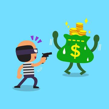 Cartoon thief stealing money