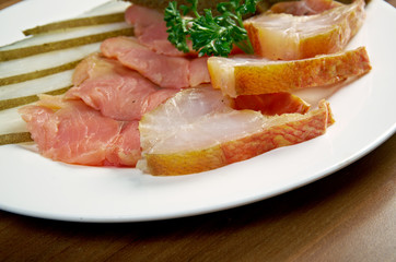 Seafood arrangement.salmon,halibut