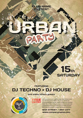 Vector night party urban invitation. Vector template graphic