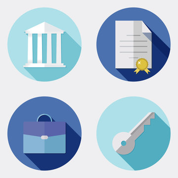 Flat design business icons with long shadow 2
