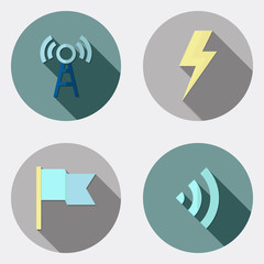 Flat design user interface icons with long shadow 6
