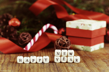 xmas wood ribbon red