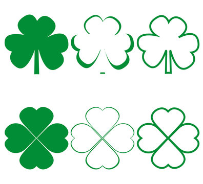 Clover leaf icons different on white background
