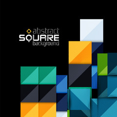 Vector color geometric shapes on black background