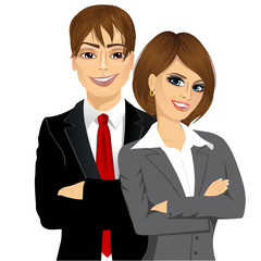 business people standing with arms folded