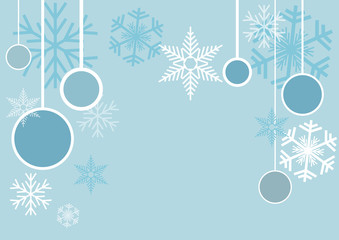 Fototapeta premium Vector Winter Background, snow and balls hanging by a thread. Fl