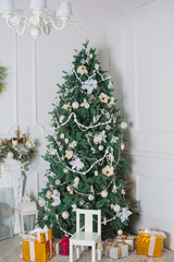 decorated Christmas tree in the room