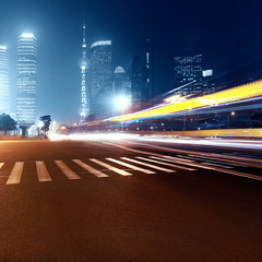 Modern city at night,shanghai,China