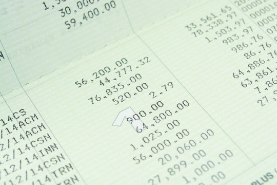 Close up bank statement