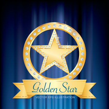 gold star ring blue