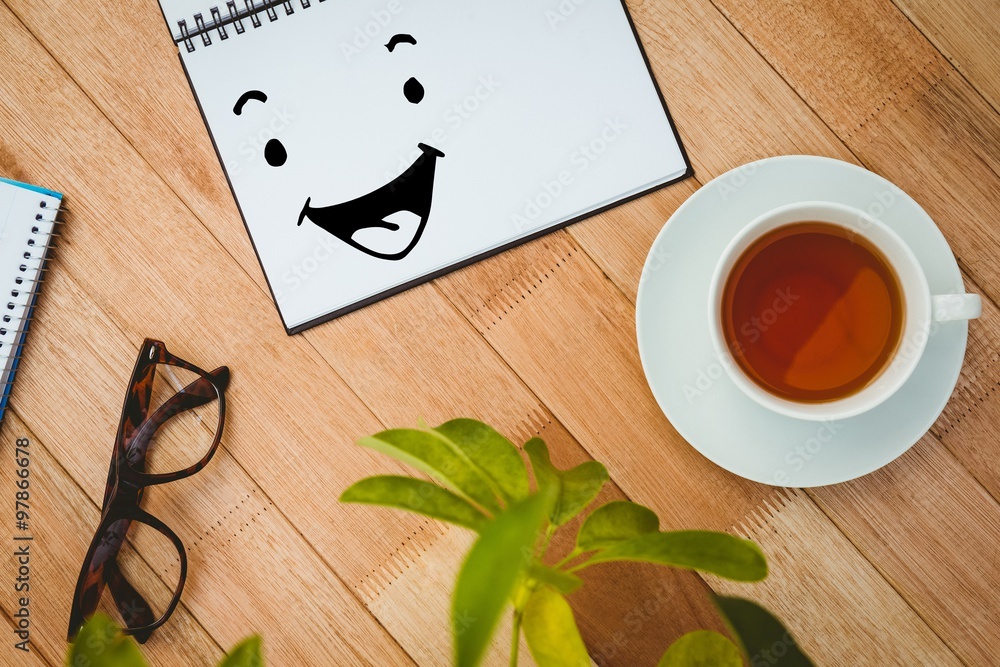 Poster composite image of smiling face