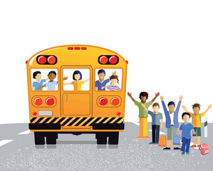 Schulbus mit Schulkinder