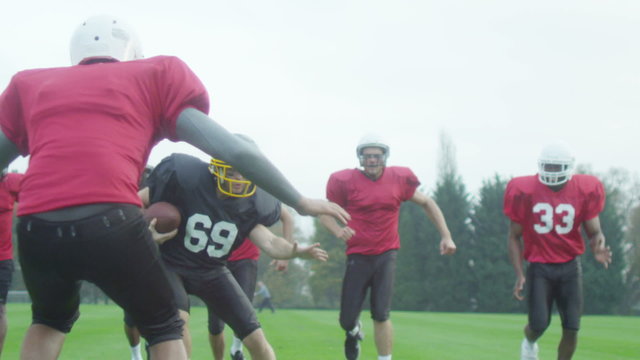 American football players at team practice