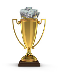 Trophy Cup with dollars (clipping path included) - 97869808