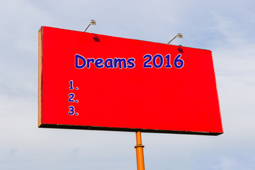 Мечты 2016: надпись на английском языке - obrazy, fototapety, plakaty