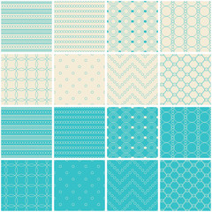 Set of sixteen seamless vector backgrounds with abstract geometric pattern