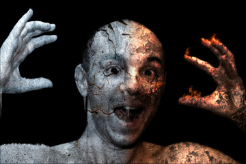 Fototapeta premium horror and panic on a man's face