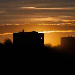 Obraz premium Fire in the sky, early winter morning in Stockholm, Sweden