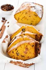 Sliced pumpkin bread