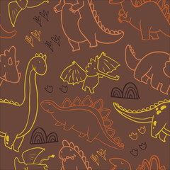 Adorable dinosaurs. Seamless pattern for wallpapers, pattern fills, web page backgrounds,surface textures, scrapbook pages