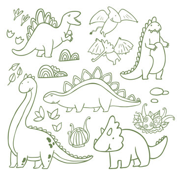 Adorable dinosaurs vector set
