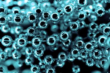 Dark blue pearl necklace macro abstract background