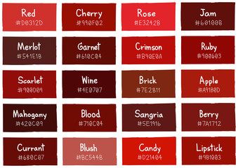 Red Tone Color Shade Background with Code and Name Illustration